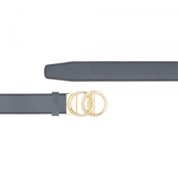 gray mens ratchet belt with gold two circle buckle copy