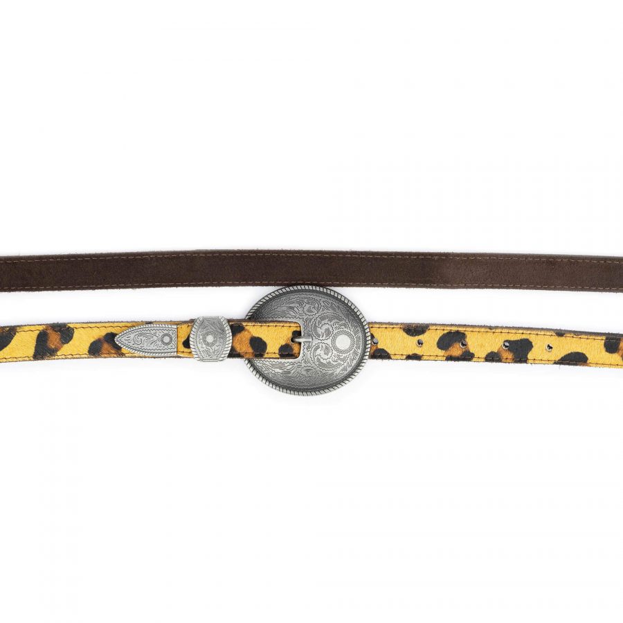 leopard print western belt for women with oval buckle 6