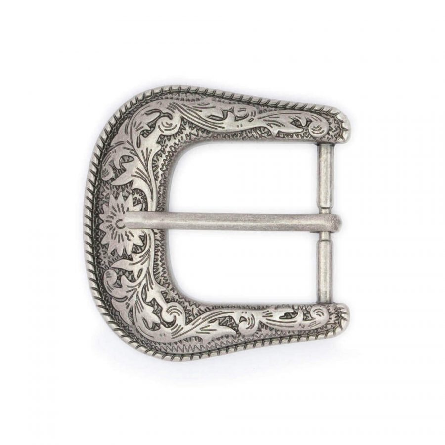 replacement silver cowboy buckle for leather belts 40 mm 3