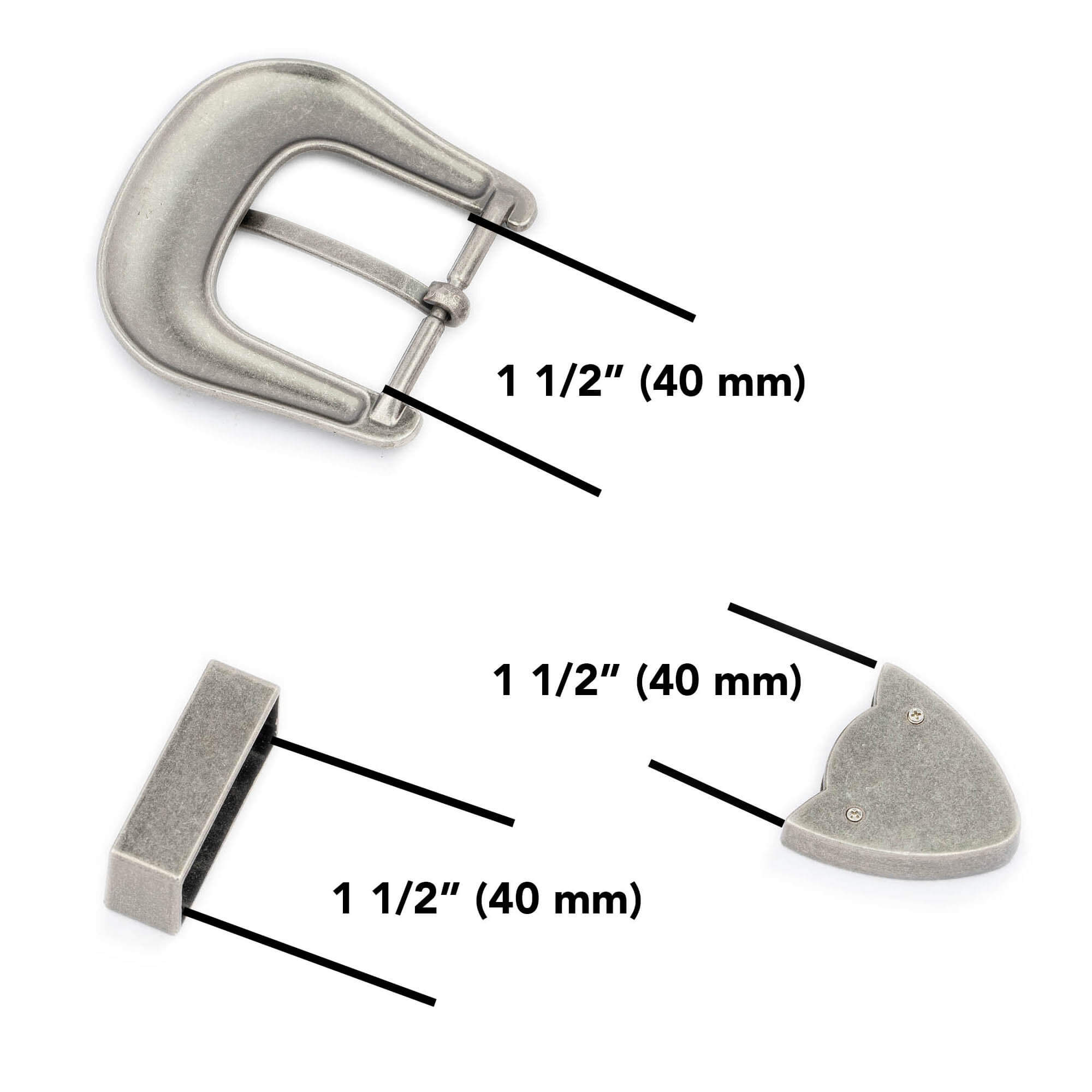 Replacement Silver Cowboy Buckle for Leather Belts 40 mm