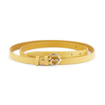 skinny womens beige belt saffiano leather 1