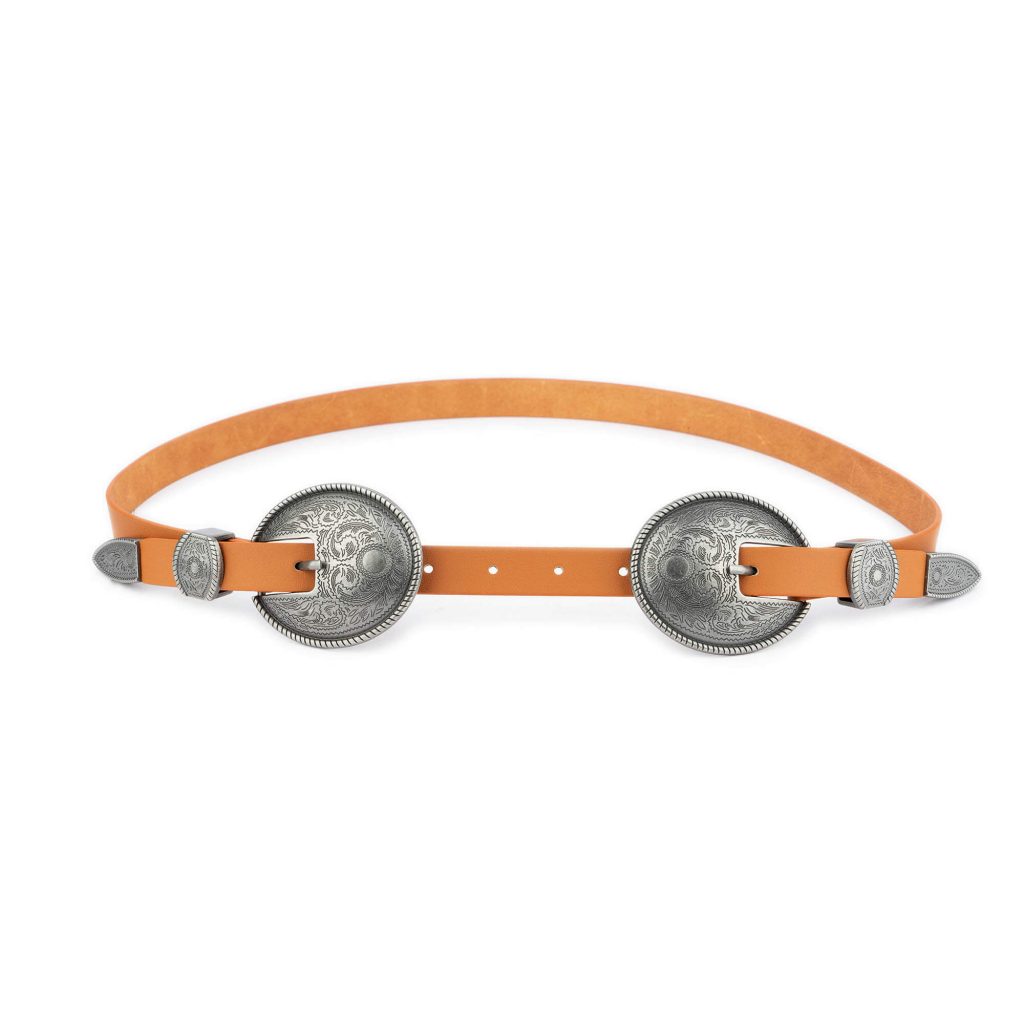 Buy Western Double Buckle Belt Beige Leather | Capo Pelle