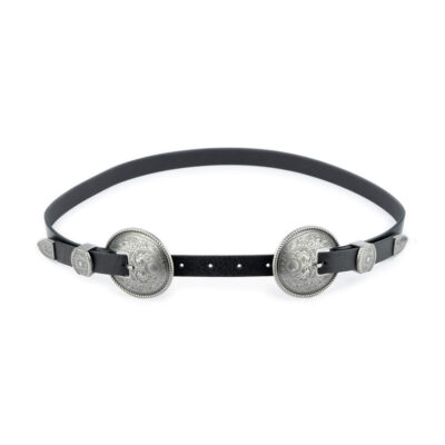 western double buckle belt black full grain leather 1