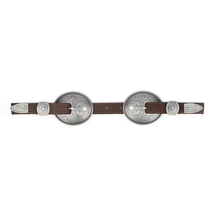 western double buckle belt brown suede leather 6