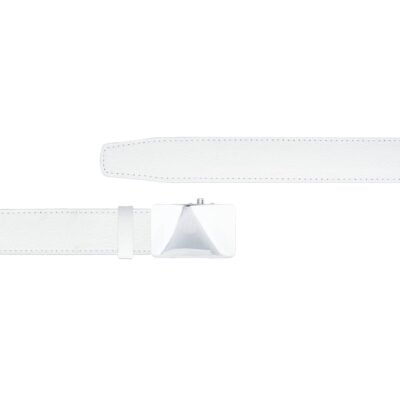 white ratchet mens belt with polished buckle copy