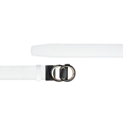 white ratchet womens belt black two circle buckle copy