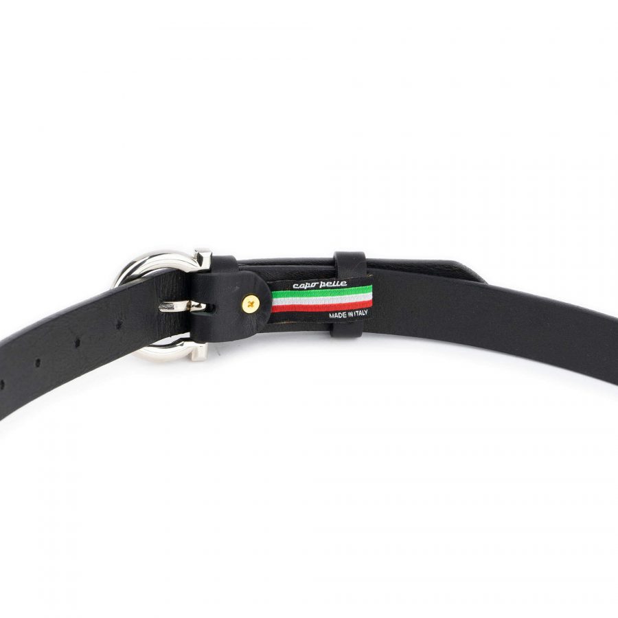 women s black leather belt with horseshoe buckle 7