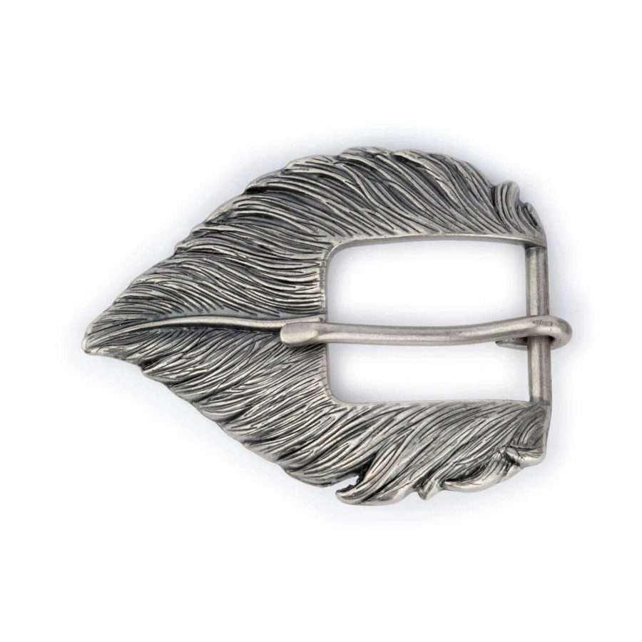 womens belt buckle western silver feather 30 mm 3