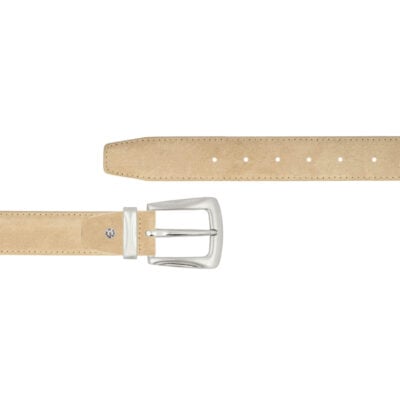 Designer beige suede belt for jeans 1