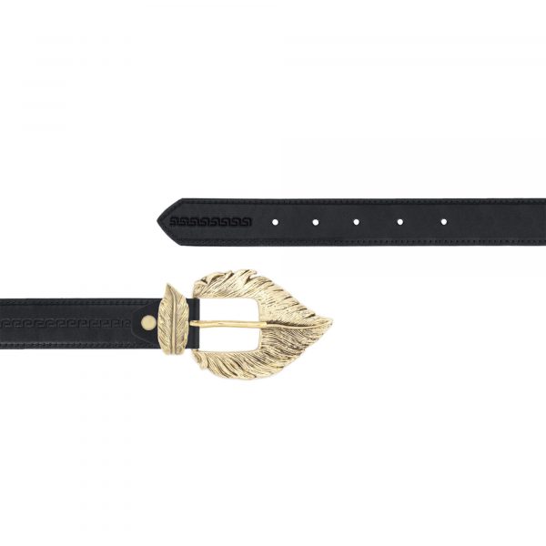 Golden feather buckle belt for ladies