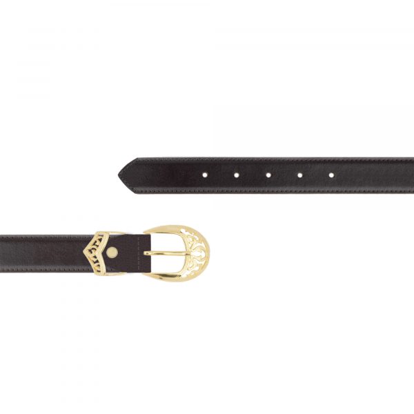 Ladies brown belt with gold buckle