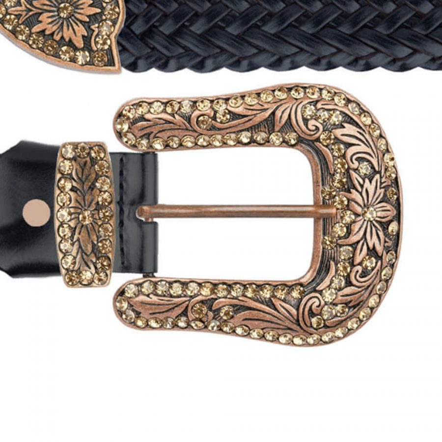 black braided western belt with copper buckle copy
