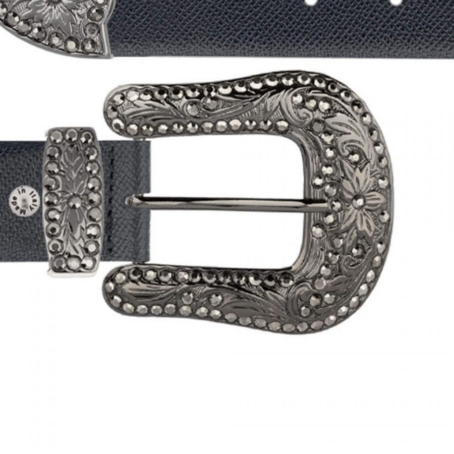 black genuine leather western belts ladies rhinestone buckle copy