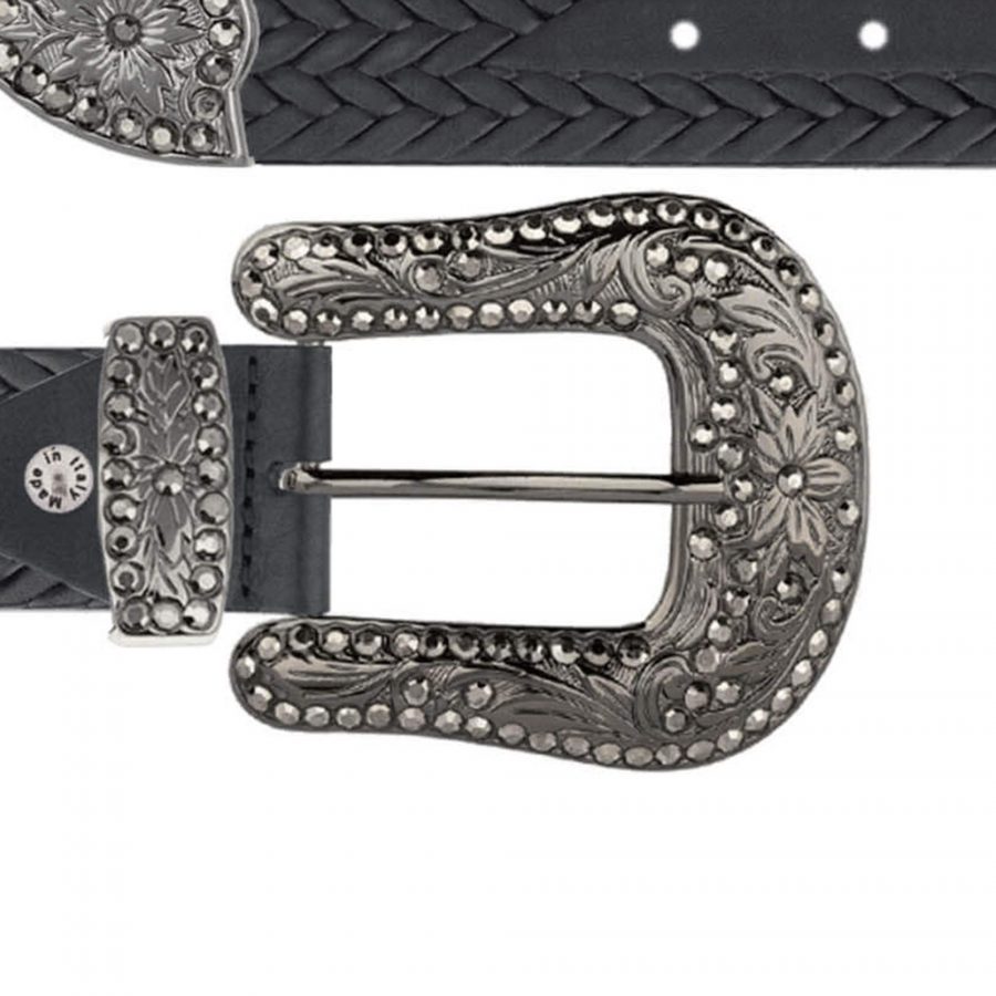 black ladies western belt with rhinestone buckle copy