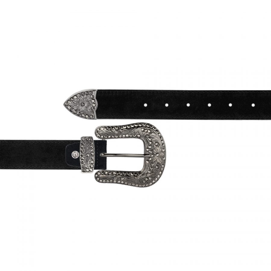 black rhinestone buckle western belts for ladies 1