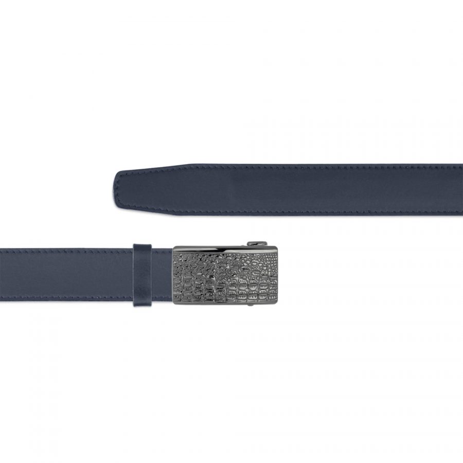 blue automatic buckle belt with croco pattern buckle 1