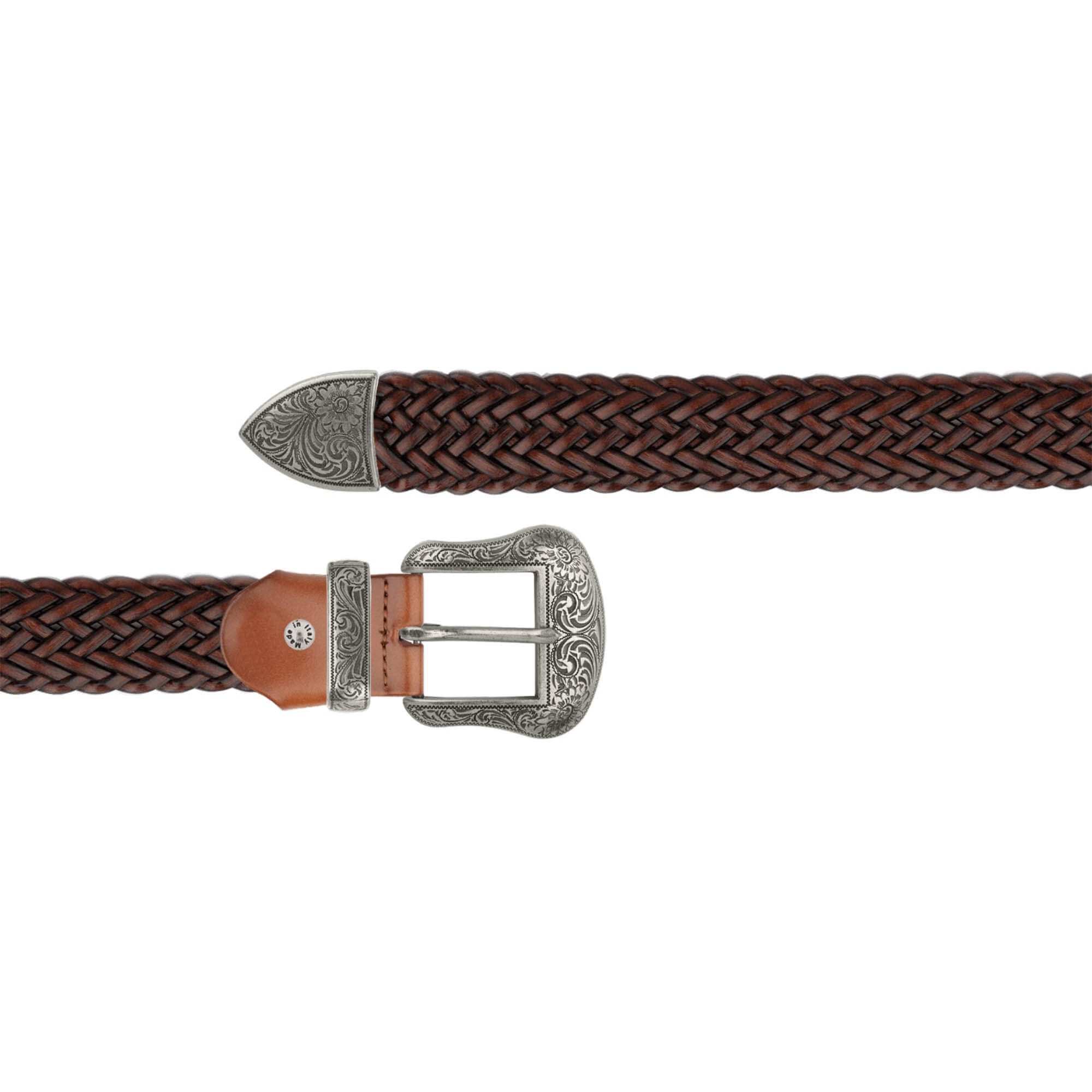 Buy Brown Braided Western Belt With Silver Buckle - Capo