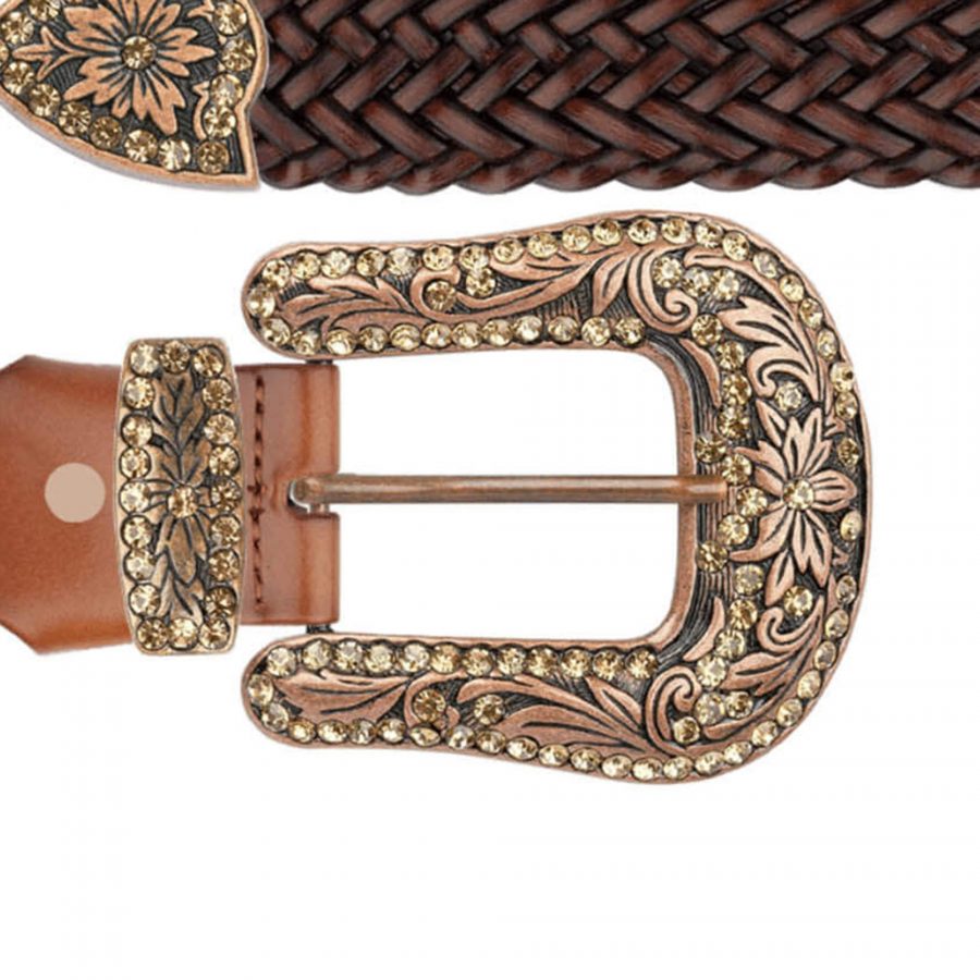 brown braided western belts with copper buckle copy