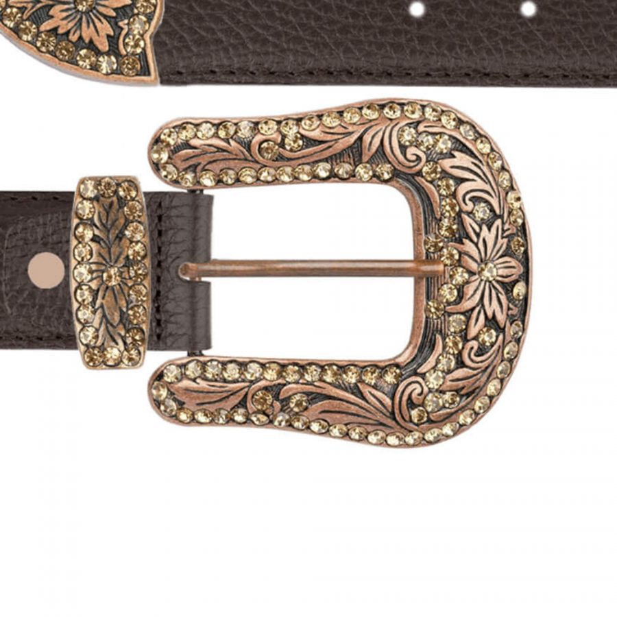brown western belts for ladies with copper buckle copy