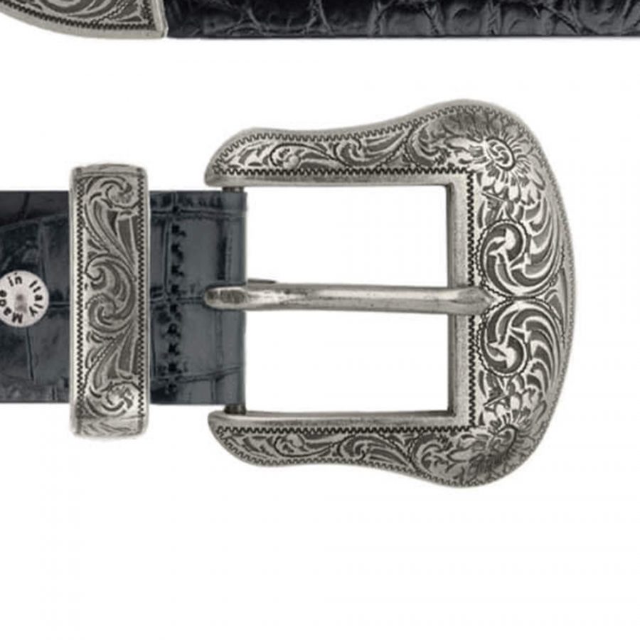 cowboy western belts black croco leather copy