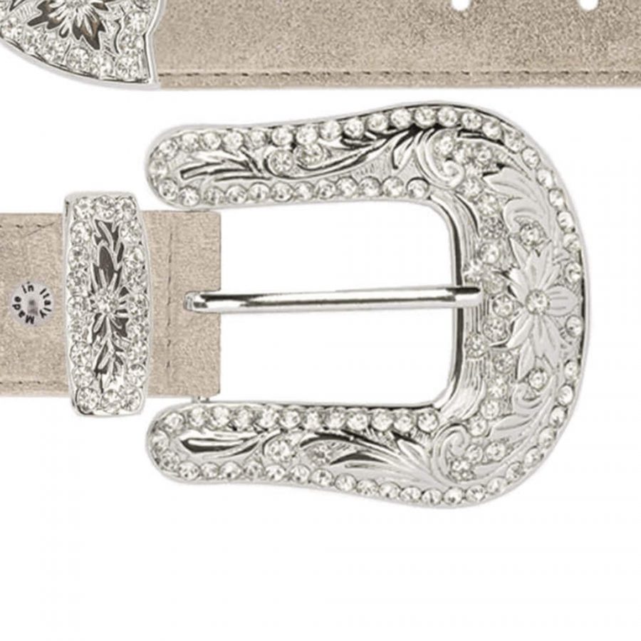 cowgirl crystal buckle belt taupe suede leather copy