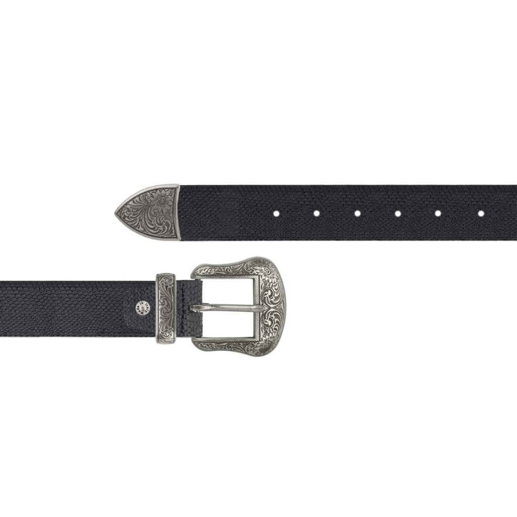 Buy Exclusive Mens Snake Print Western Belt With Silver Buckle display picture 2