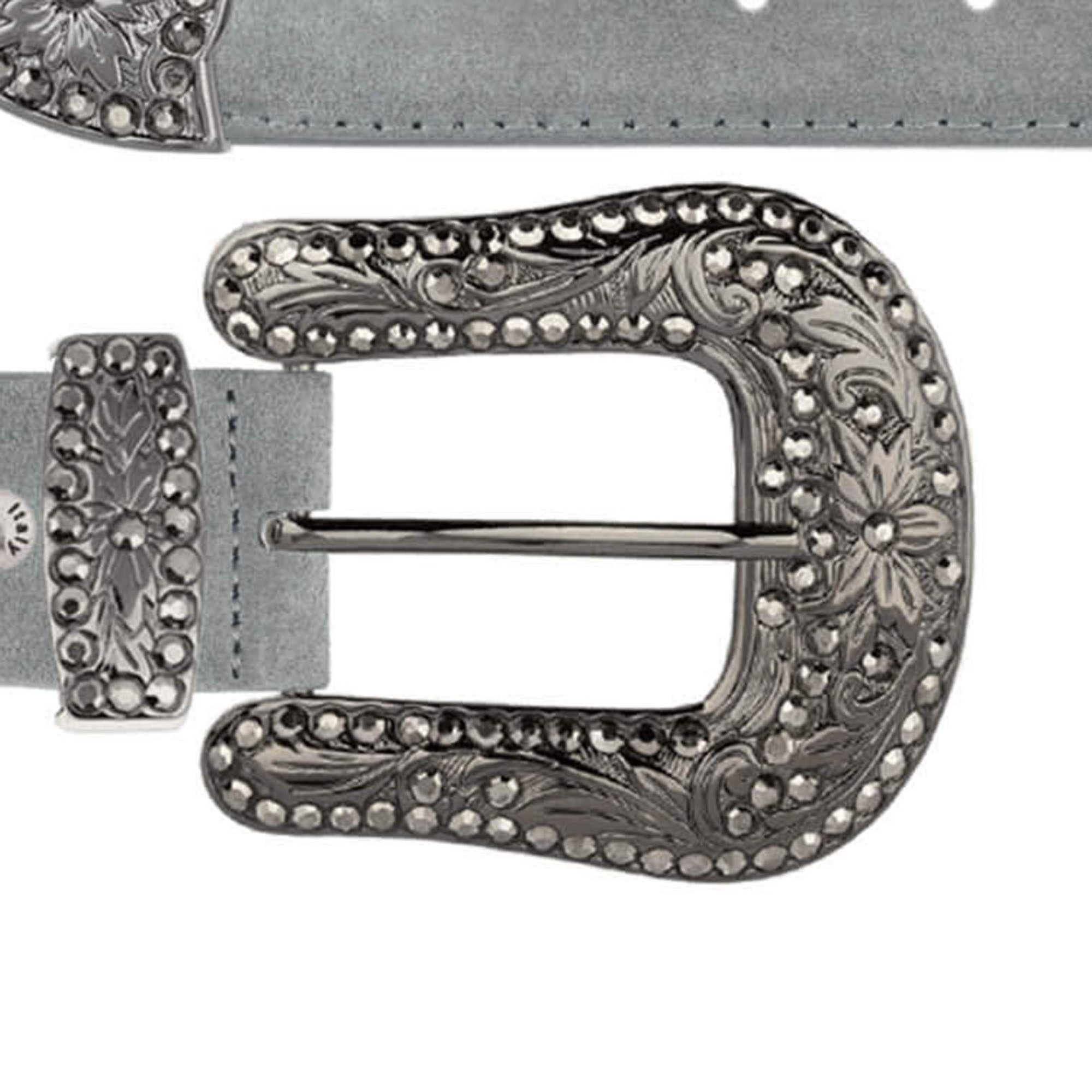 Men's Comfort Click Belt for Suit | Gray Leather Silver Buckle 38 / 95 cm - Gray | Capo Pelle