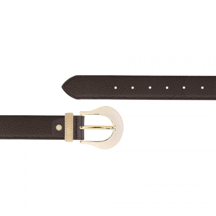 ladies brown leather belt with gold buckle 1