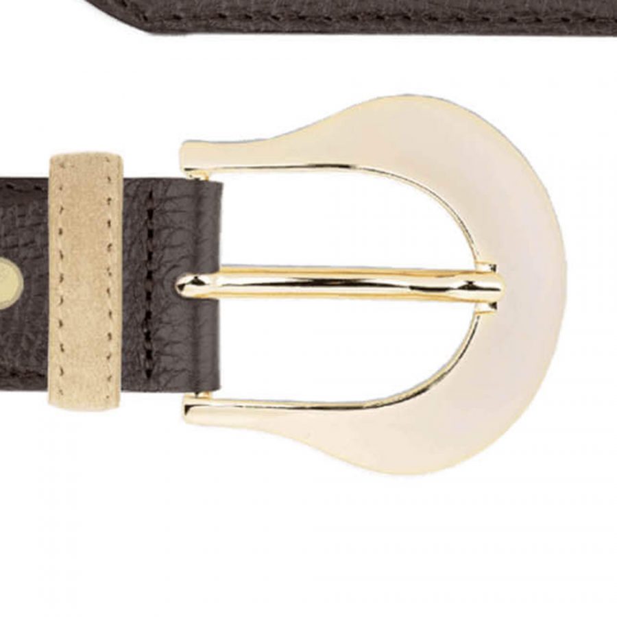 ladies brown leather belt with gold buckle copy