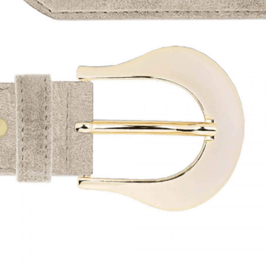 ladies taupe suede belt with gold buckle copy