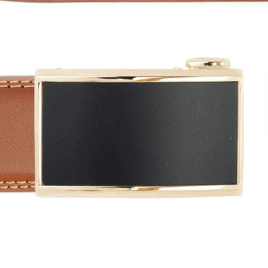 mens brown click belt with gold buckle copy