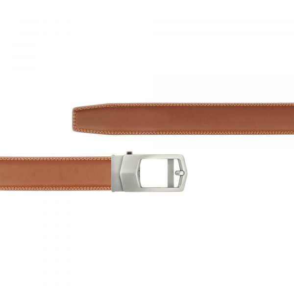 ratchet tan vegan belt mens with gray buckle 1