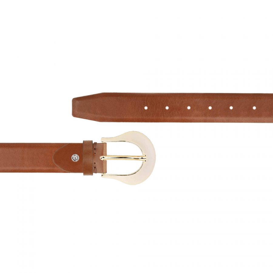 stylish womens brown belt with gold buckle 1