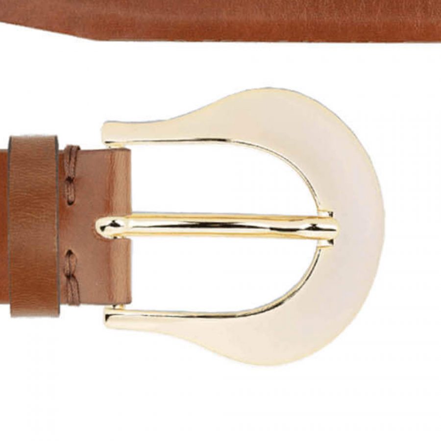 stylish womens brown belt with gold buckle copy