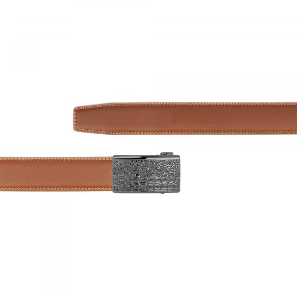 tan vegan belt mens with luxury croco design buckle 1