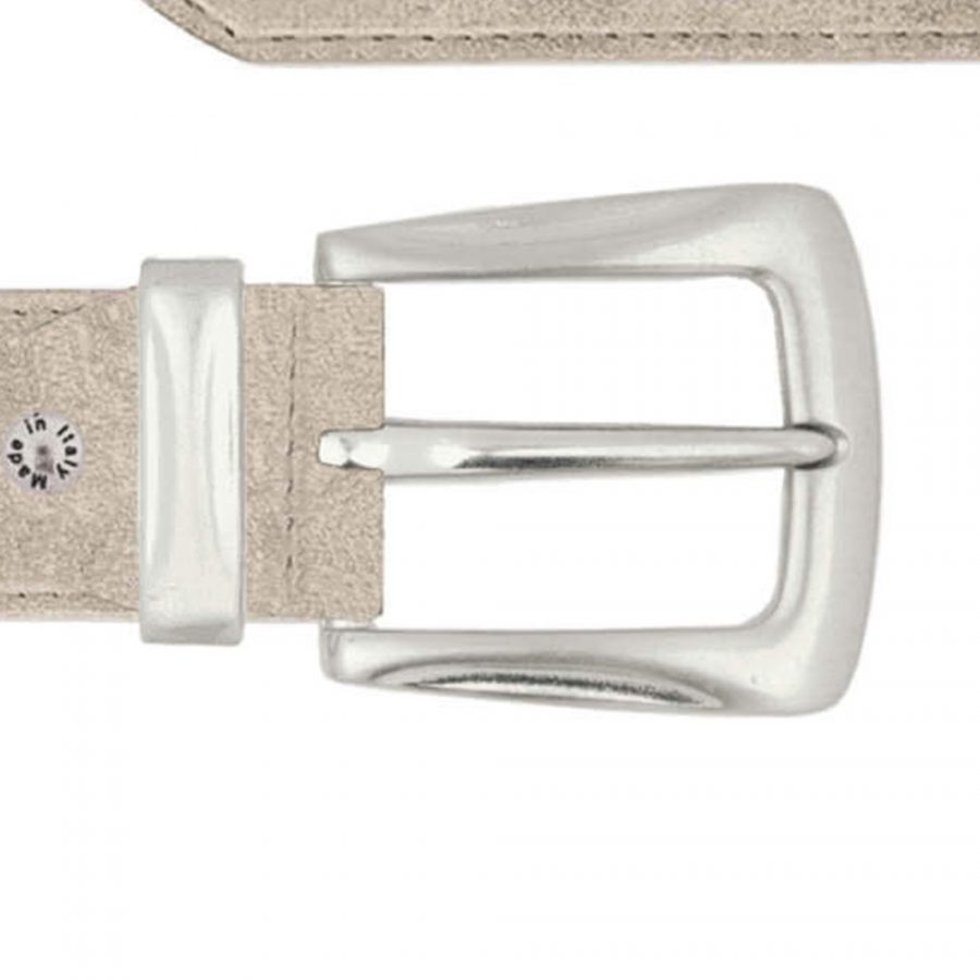 unique taupe suede belt for jeans with silver buckle copy