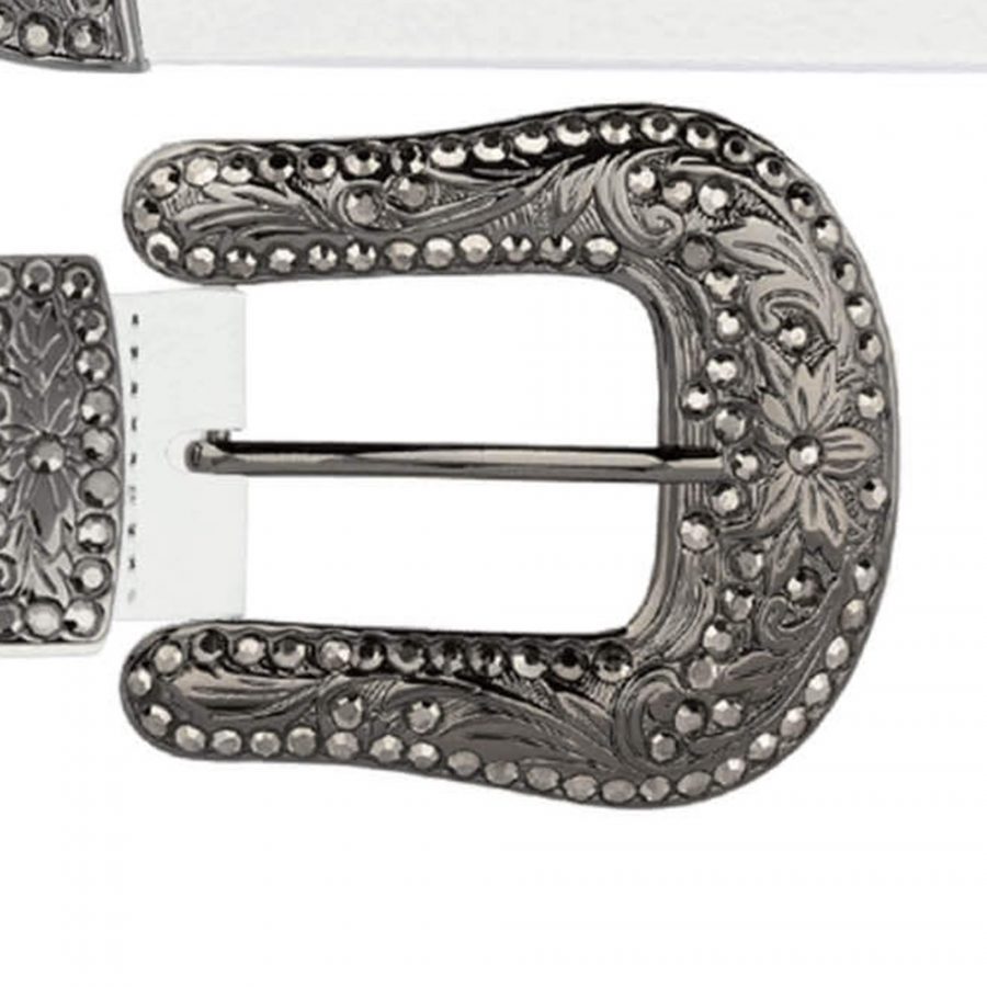 white ladies rhinestone western belt with black rhinestone buckle copy