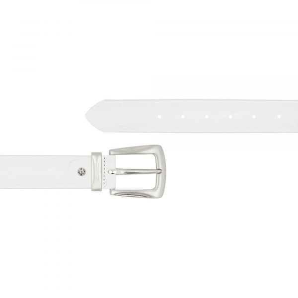 white leather casual mens belt with stylish buckle 1