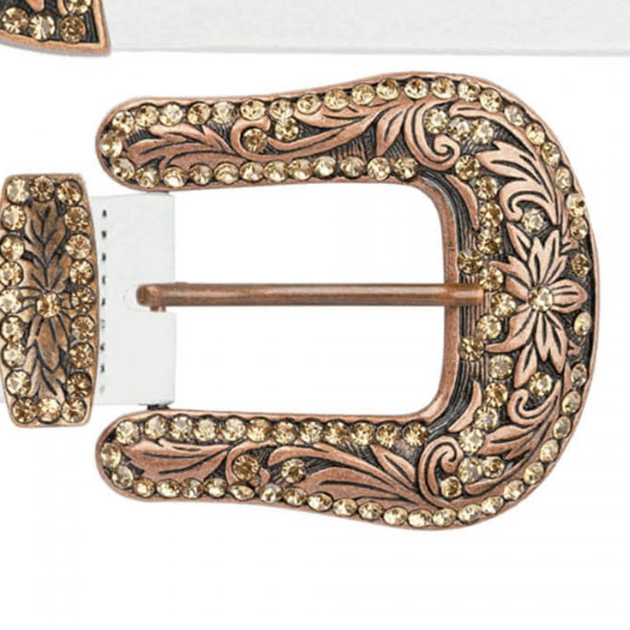 white western belt with copper crystal buckle copy