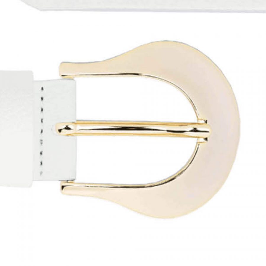 white womens leather belt with gold buckle copy