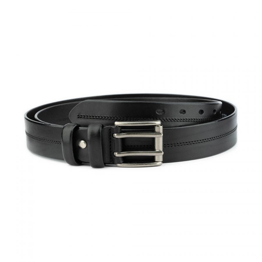 Black Two Hole Belt For Jeans Double Prong Heavy Duty New 1 BLTH4051SILH