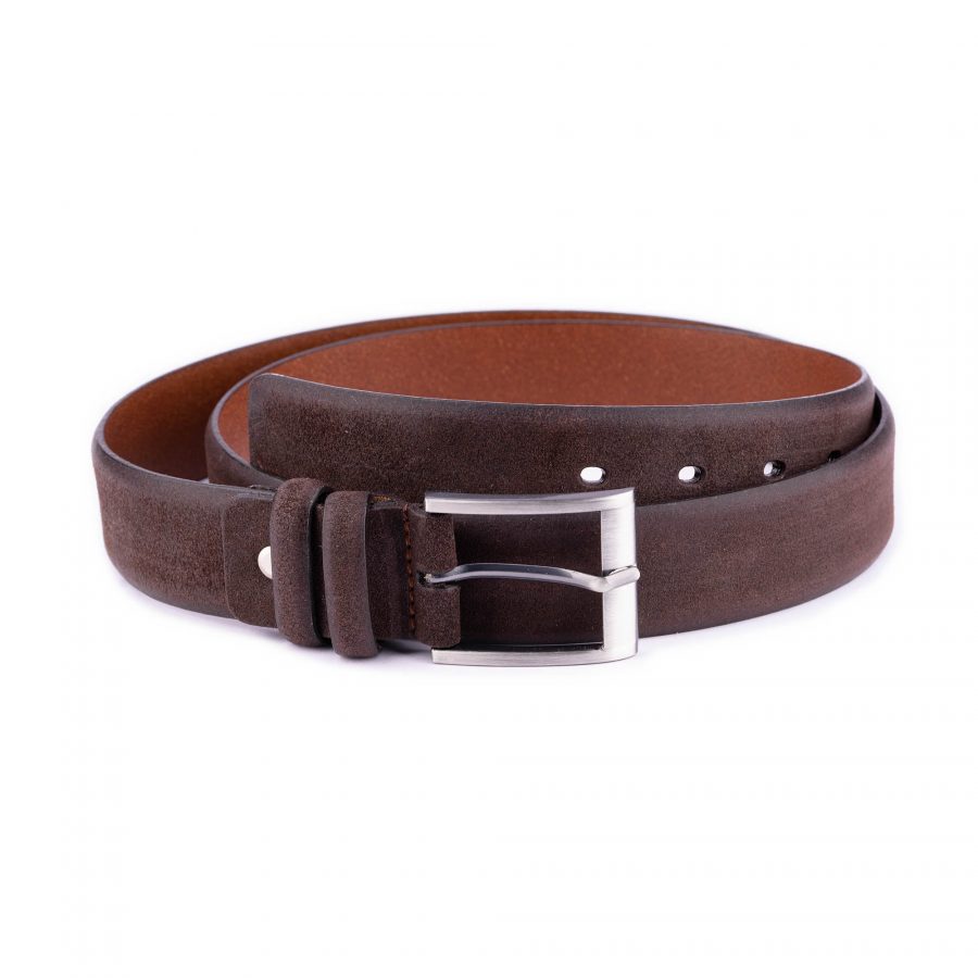 Dark Brown Crazy Horse Leather Belt For Men 3 5 Cm New 1 DABW3521SVER