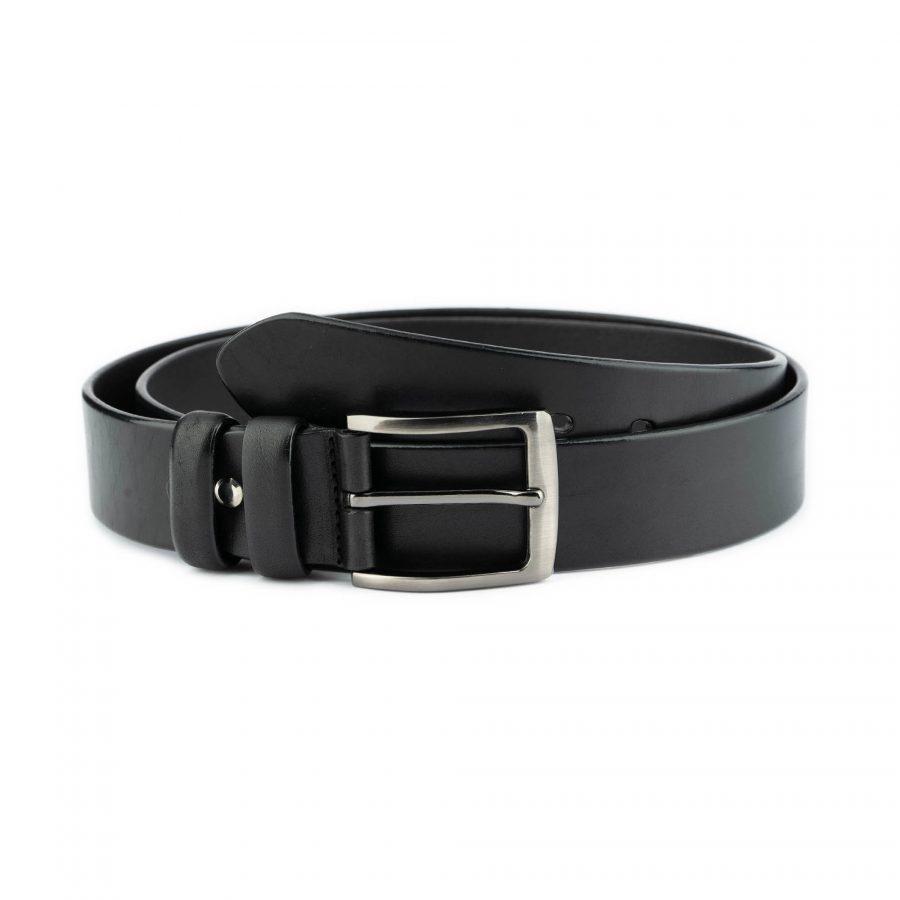 Mens Belt For Black Jeans Wide Thick Real Leather New 1 BLAC4011SILH