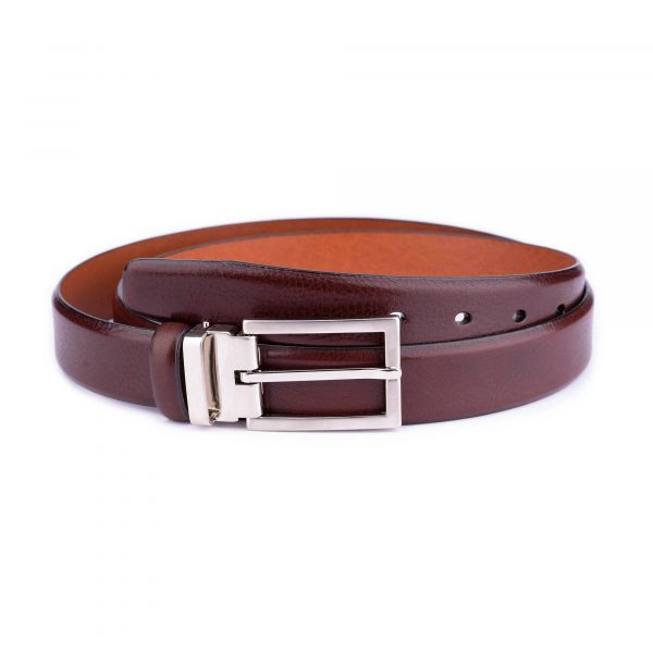 Mens Cognac Belt With Silver Buckle 3 0 Cm 0 COGBRO3052CLFAML