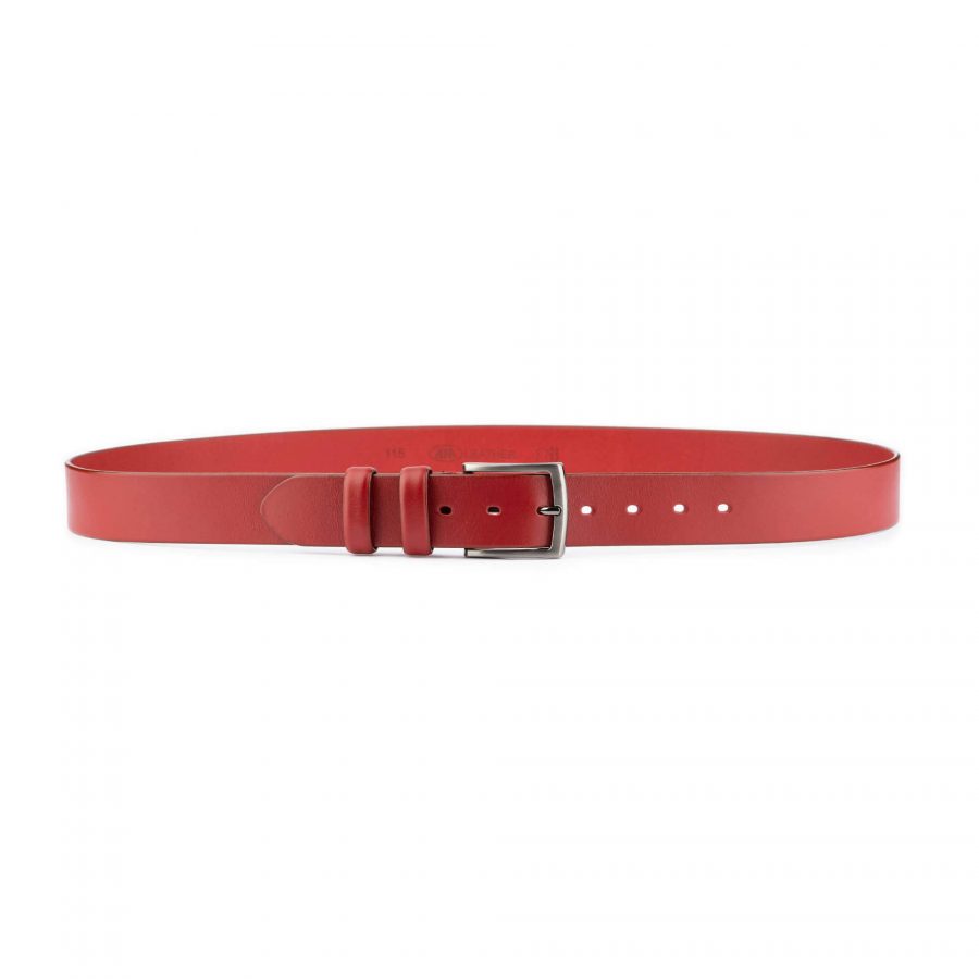 Mens Red Belt For Jeans Wide Thick Real Leather new 10