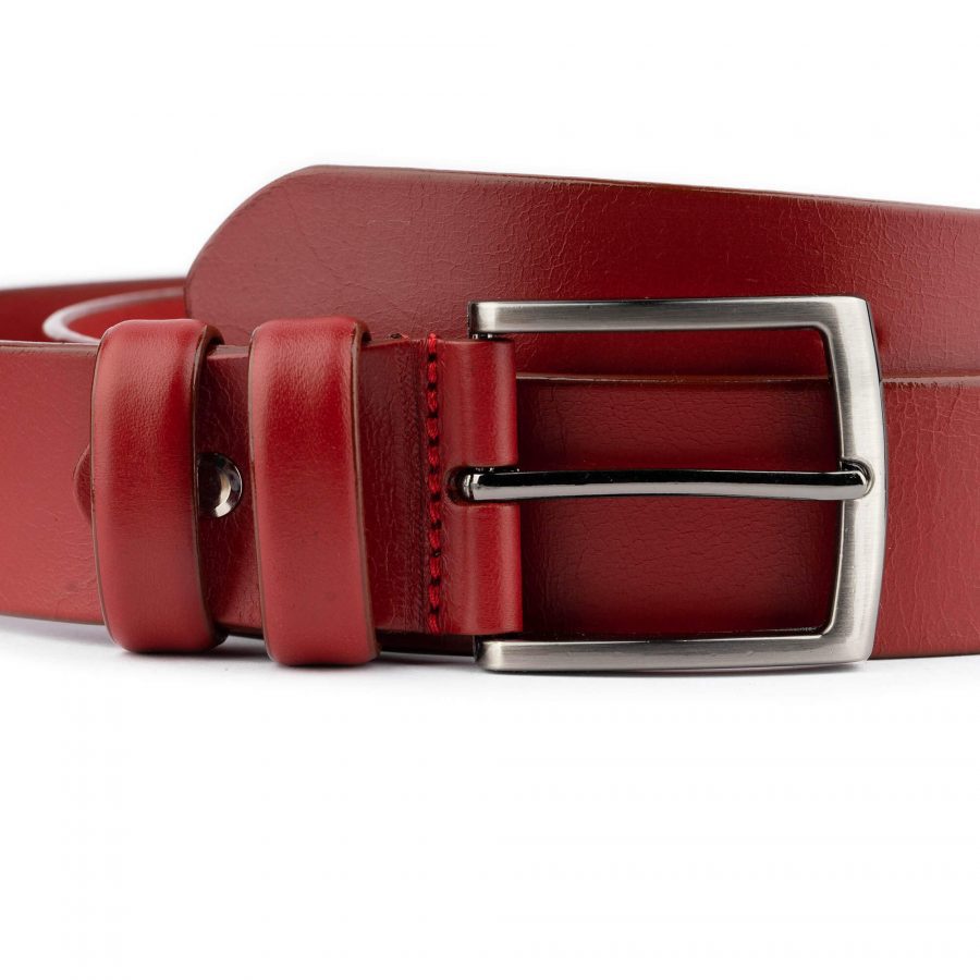 Mens Red Belt For Jeans Wide Thick Real Leather new 2