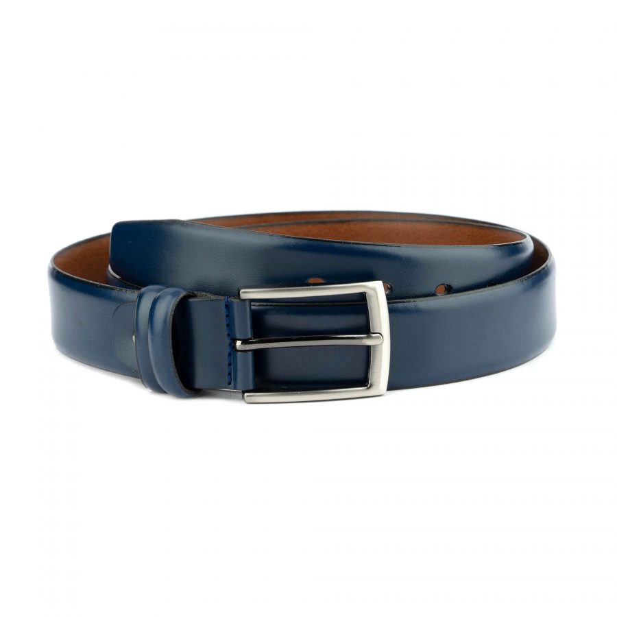 Royal Blue Belt For Men Feather Edge Real Leather New 1 RYBU3503SLVE