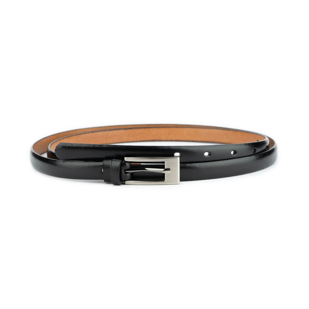 Buy Skinny Womens Black Leather Belt For Dress | LeatherBelts display picture 2