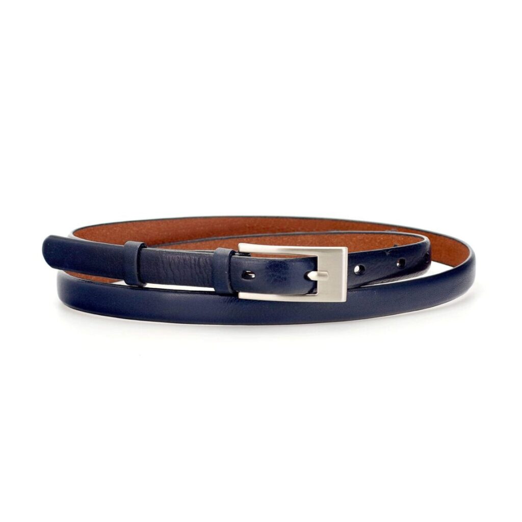 Buy Skinny Womens Navy Blue Belt For Dress | LeatherBelts