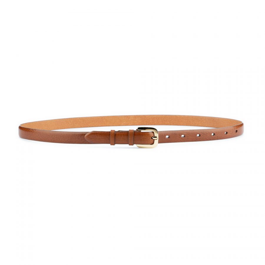Thin Belt Womens Cognac Brown Leather New 2